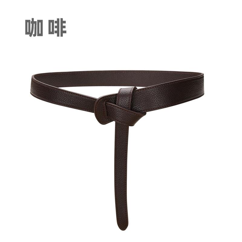 Двусторонний пояс из коровьей кожи первого слоя, женская декоративная юбка с узлом, кожаный пояс на талии, женская куртка-свитер