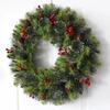 Red Christmas Wreath PVC Artificial Greenery Christmas Garland Window Door Wall Hanging Ornament Decorations Holiday Decor Gifts