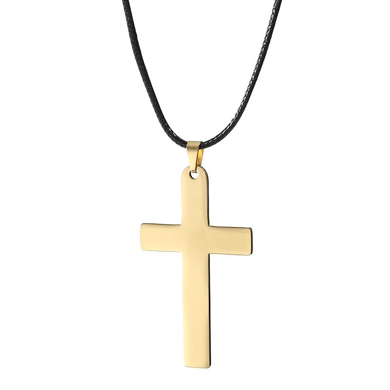 Fashion Stainless Steel Cross Pendant Necklace For Women Men Rope Chain Charm Necklace Cool Boys Girls Punk Hip Hop Jewelry Gift