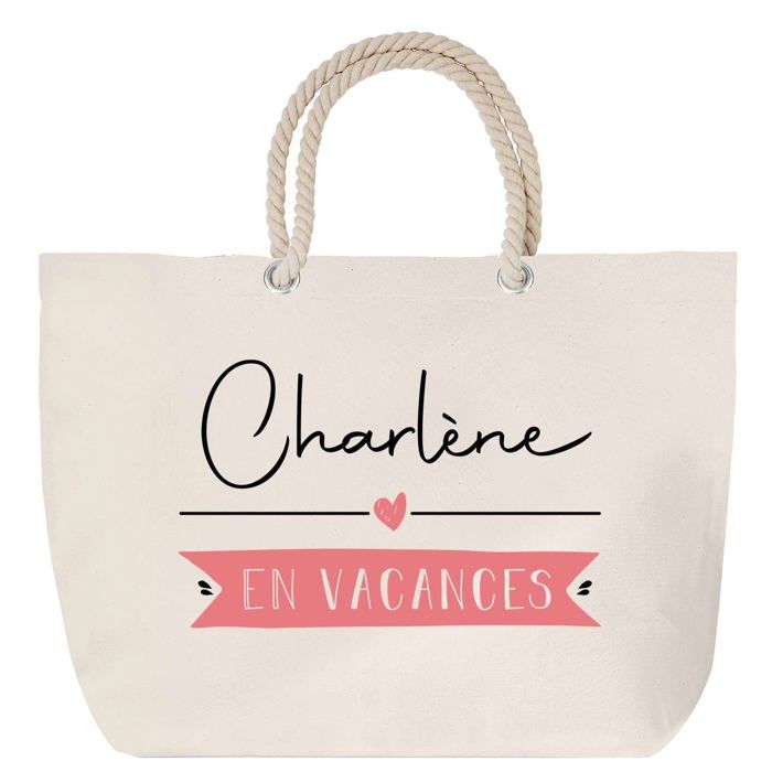 Sac de plage anse corde - PLANETEE - Charlène - Coton - Grand format - Personnalisable