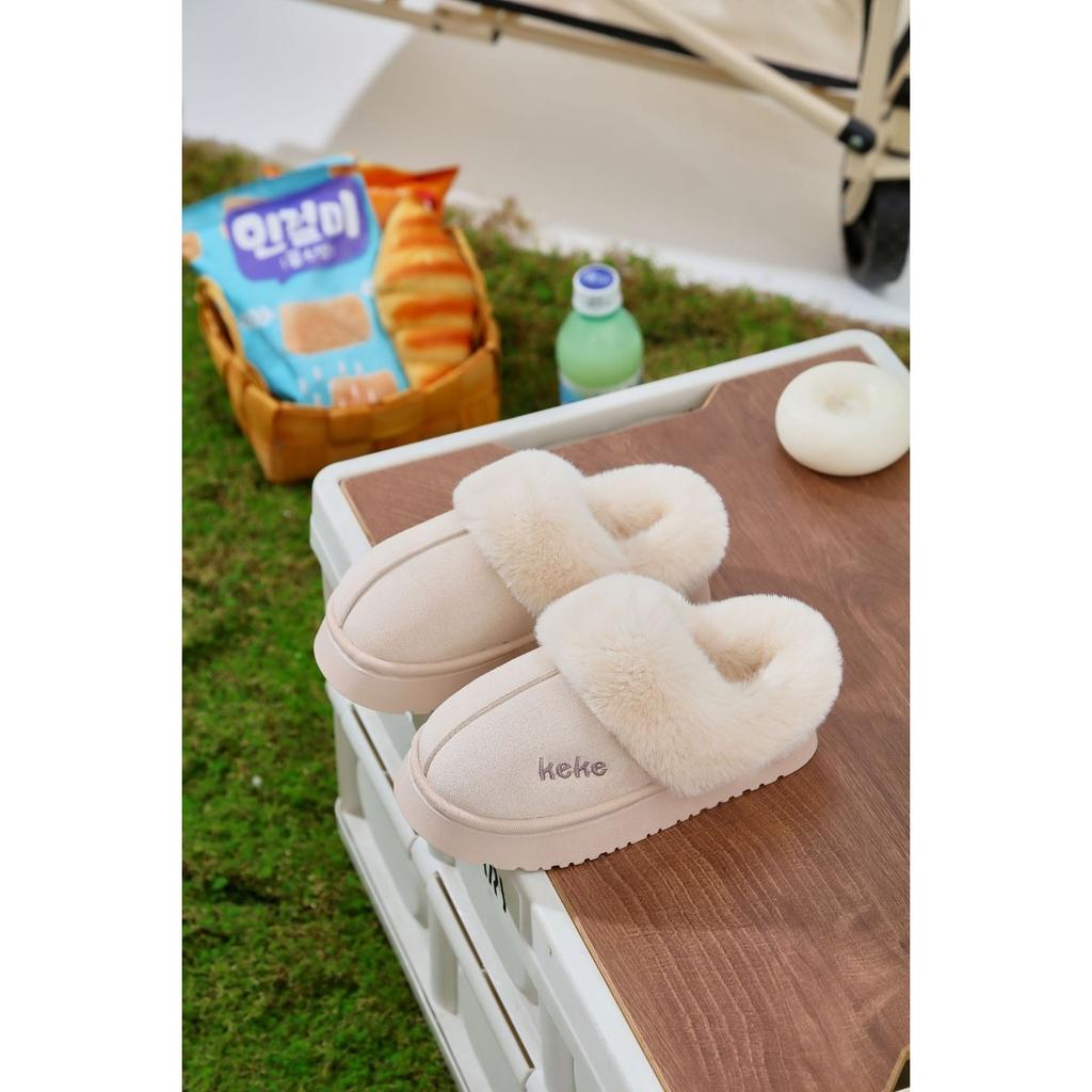 Winter Velvet Thickened Cotton Slippers for Women, Anti Slip and Warm for External Wear, Household Slippers for Indoor Use, Winter Cotton Slippers