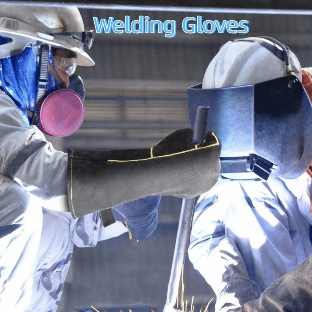 Heat Insulation Welding Gloves Leather Safety Gloves Rescuers Gear Heat Resistant Gloves Fireplace