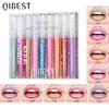 QIBEST Long Lasting Moisturizing People Ji Color Lip Glaze Dazzling Pearl Fine Glitter Shiny Polarized Lip Color Color Lip Glaze