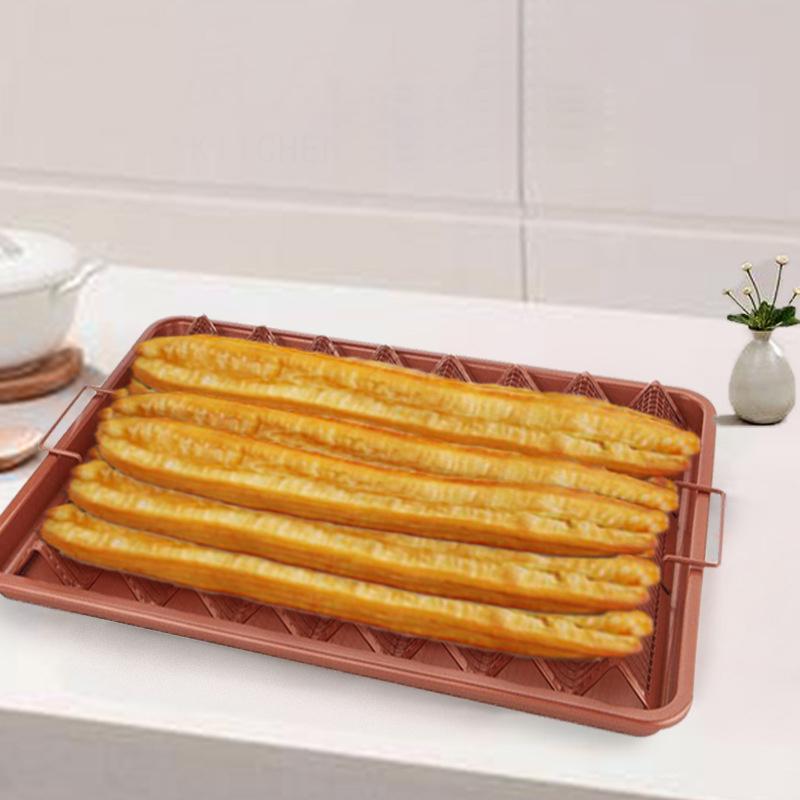 Baking Tray Oil Frying Baking Pan Stainless Steel Non-Stick Chips Basket Baking Dish Grill Mesh Square Frying Colander