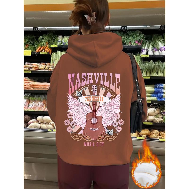 NASHVILLE Повседневная свободная толстовка с капюшоном и длинным рукавом