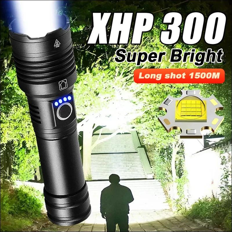 Мощные 16-ядерные светодиодные фонарики XHP300 Мощный USB-аккумуляторный фонарь Супер яркий зум-аккумулятор Фонари Кемпинговые ручные фонари