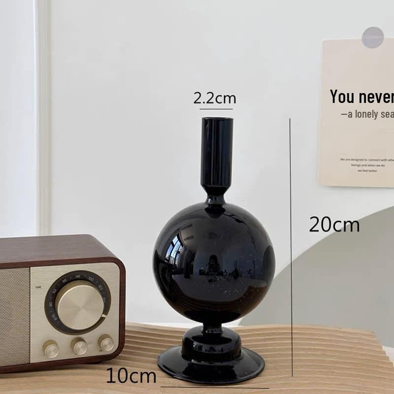 Скандинавский черный стеклянный подсвечник: Роскошный домашний декор для рабочего стола в гостиной