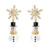 Fashion Christmas Snowman Snowflake Hoop Earrings For Women Pearl Crystal Piecring Cute Xmas Ear Jewelry New Year Gift