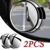 2Pcs Car Mount Auxiliary Rearview Mirror 360 Degree Rotating Wide-angle Round Frame Blind Spot Mirror YSL