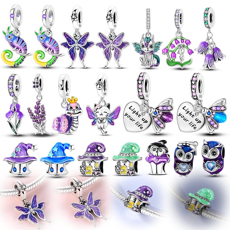 New In 925 Silver Charms Chameleon Butterfly Firefly Snail Charm Bead Fit Original Bracelet DIY Woman Jewelry Gift
