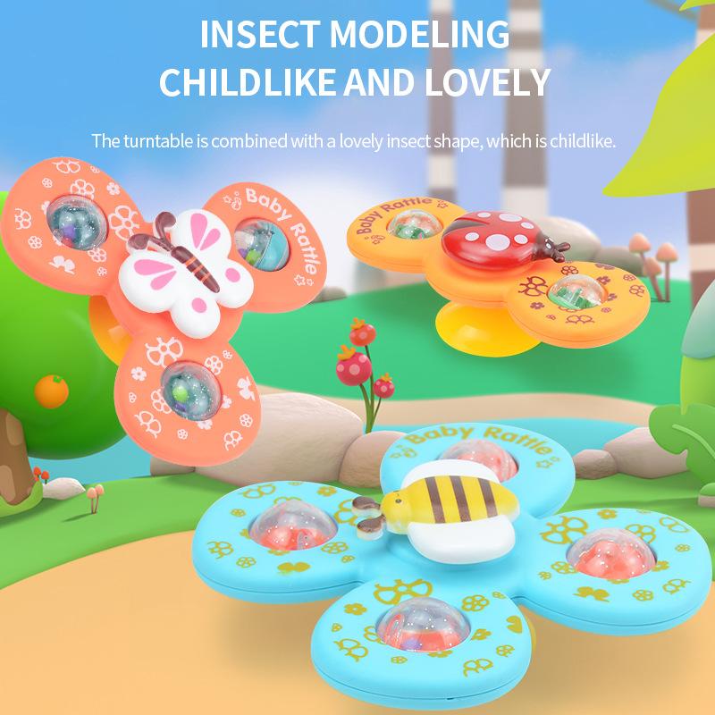Infant And Child Suction Cup Rotating Music Rattle Toy 0-2 Years Old Baby Bathroom Dining Table Rotating Windmill Toy