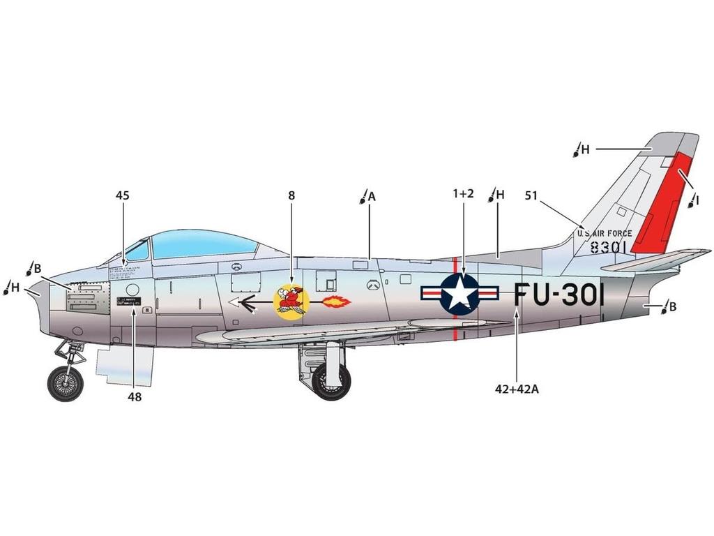 Прозрачная пластиковая модель Sabre CPU72054 Prop! 1/72 Ф-86А (Самолет)