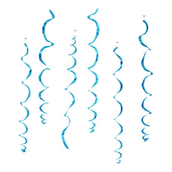 6 Pcs Colorful Ceiling Swirl Foil Decorations Plastic Hanging Spiral Streamers for Wedding Birthday Graduation New Year Party Decoration