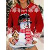 SHEIN Essnce Plus Size Women Cute Christmas Snowman Graphic Drawstring Hooded Sweatshirt, Fall Clothes