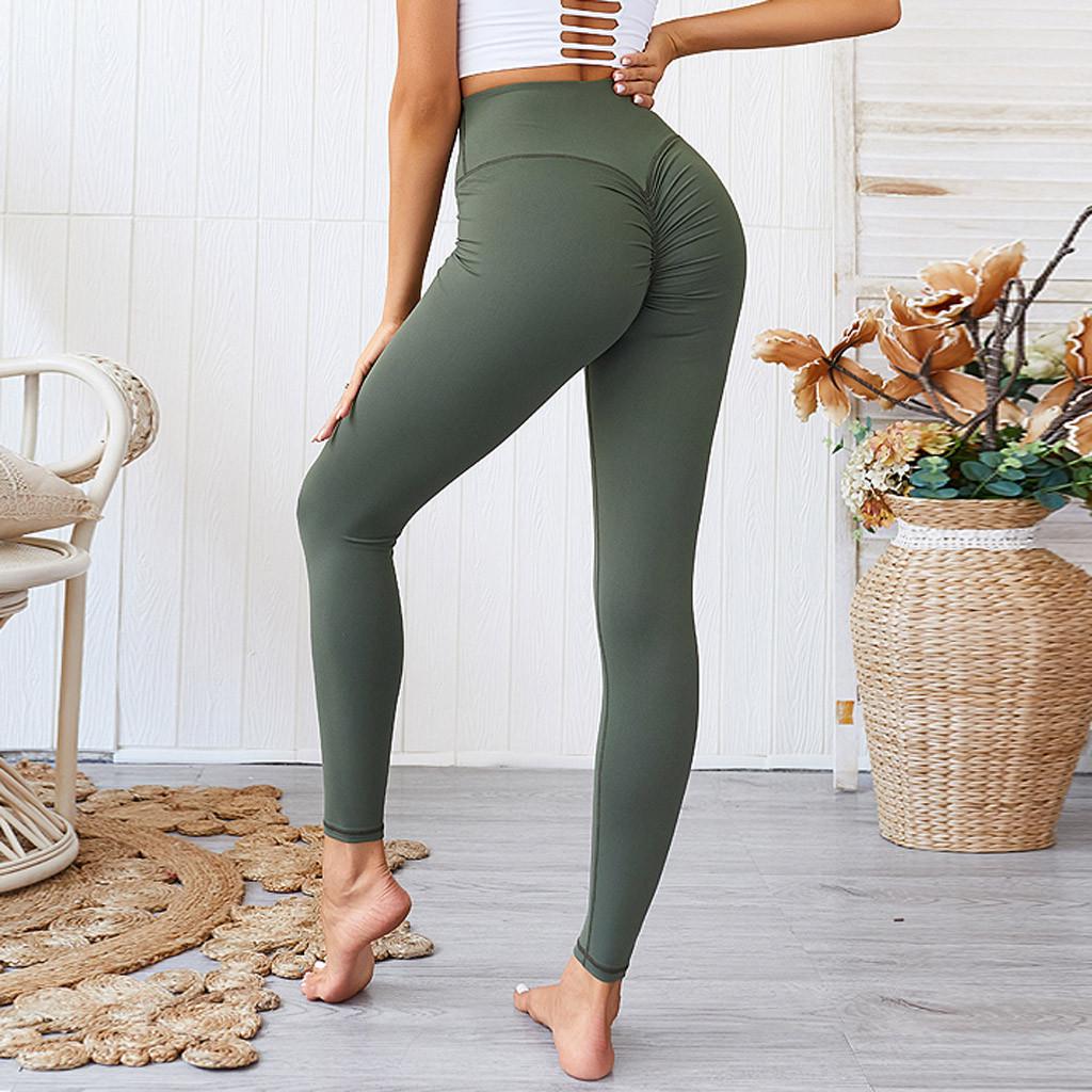 Fashion Womens Solid Sport Leggings Casual Elastic High Waist Fitness Yoga Pants