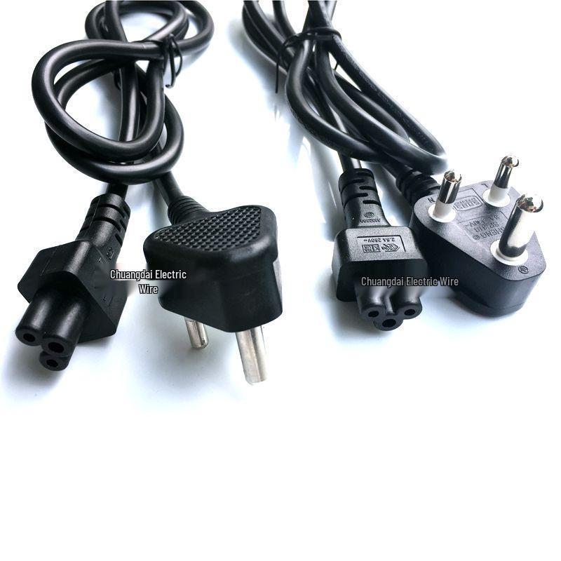 250V South African Power Cord with Three-Pin Plug, Stripped & Tinned Tail, Large/Small Size