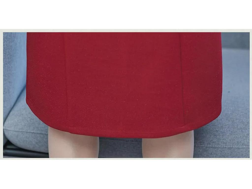 Комплект из двух частей красного платья 2023 года для женщин среднего и пожилого возраста: Модная юбка длиной до колена для свадеб и банкетов