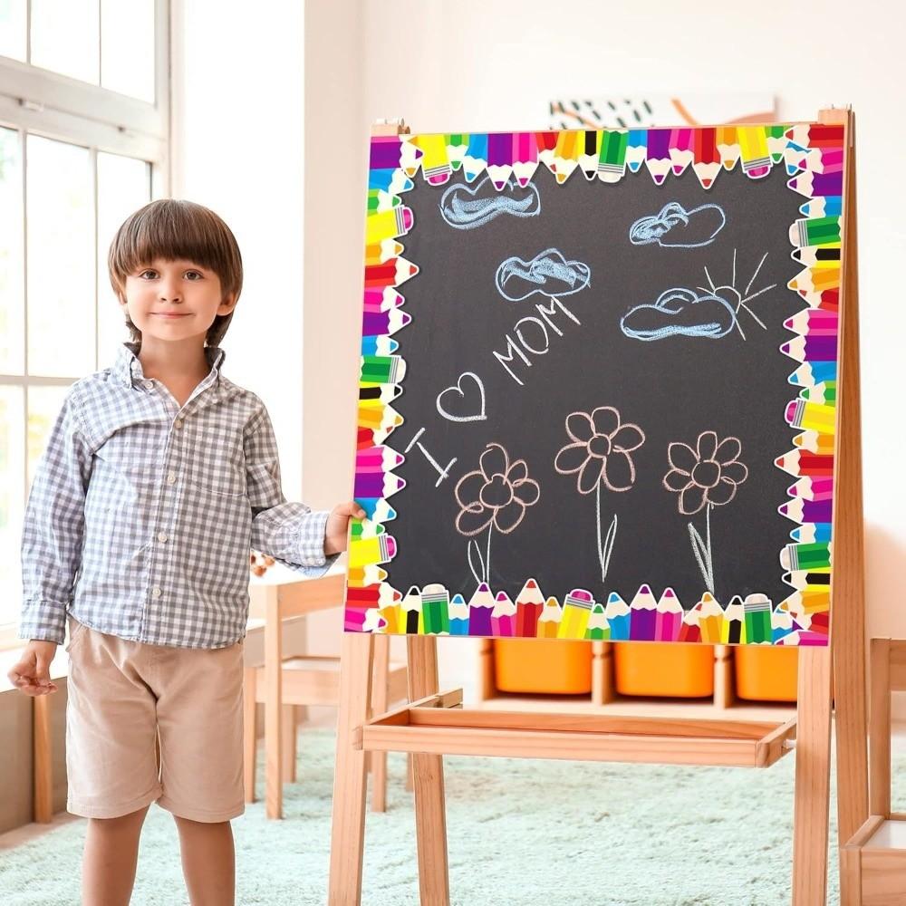 Colorful Pencil Shape Blackboard Stickers Copperplate Paper Decorative Border Tape  School