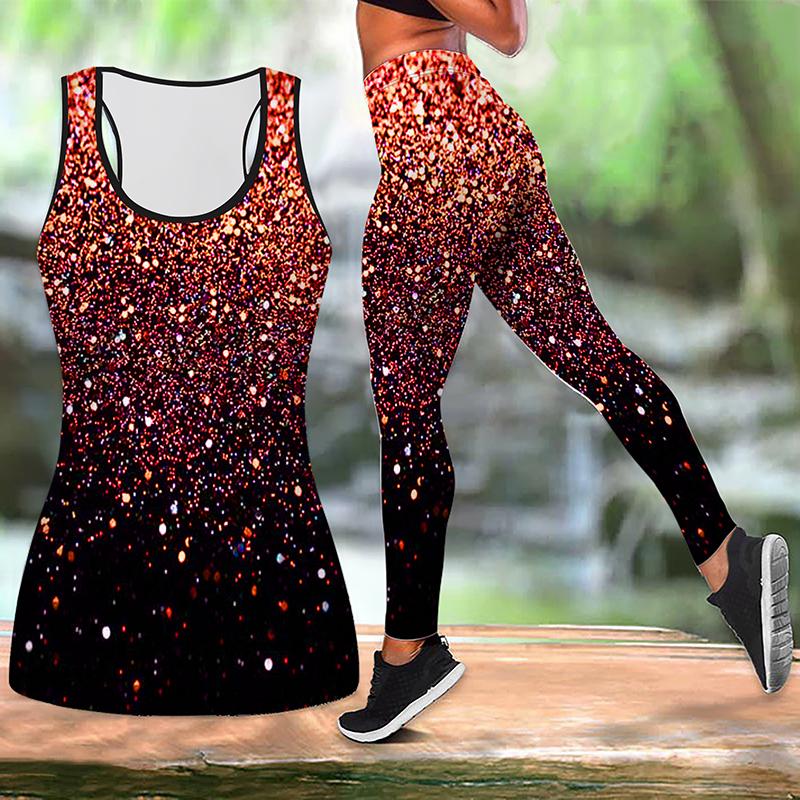Fragmented Starlight Print Yoga Outfit for Women Fashion Workout Leggings Fitness Sports Casual Yoga Pants