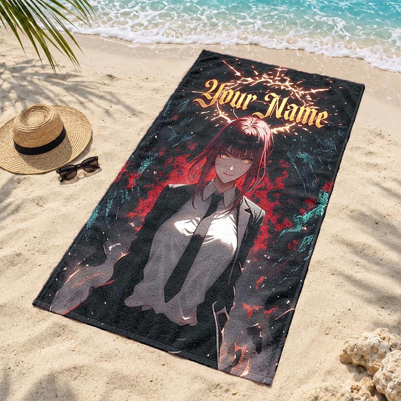 Chainsaw Man Custom Name Beach towels also serve as bath towels summer essential a musthave for the outdoors the beach and the pool