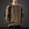 Autumn Texture Jacquard Sweater Men'S American Casual Loose Crew Neck Top With European Cotton Velvet Bottoming Shirt