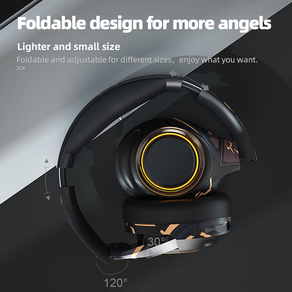 Беспроводные наушники Bluetooth 5.1 с шумоподавлением, игровая гарнитура с HD-микрофоном, светящаяся гарнитура, поддержка наушников TF Play для игрового ноутбука