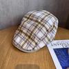 Retro Style Cotton Linen Newsboy Cap With Sun Shield For Spring And Autumn Use