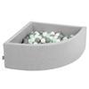 Soft Ball Pit Quarter Angular 90x30cm/300 Balls Balls 7cm / 2.75in for Kids, Light Grey:white/grey/mint