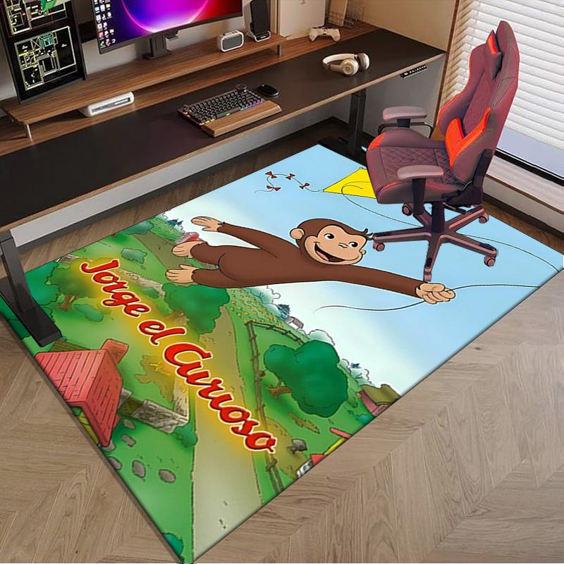 Curious George Flying Kite Area Rug Office rug, Chair Rug, Decor Carpet Livingroom bedroom Mat, Large Size Fan gifts Christmas gifts