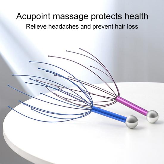 Массажер для головы Осьминог из нержавеющей стали Массажный коготь для мозга Скребок для кожи головы С гравировкой Расслабитель для головы Стимулирует кровообращение Снимает мышечное напряжение