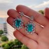 Huitan Gorgeous Green CZ Wedding Earrings for Women Brilliant Cubic Zirconia Dangle Earrings Engagement Party New Trendy Jewelry