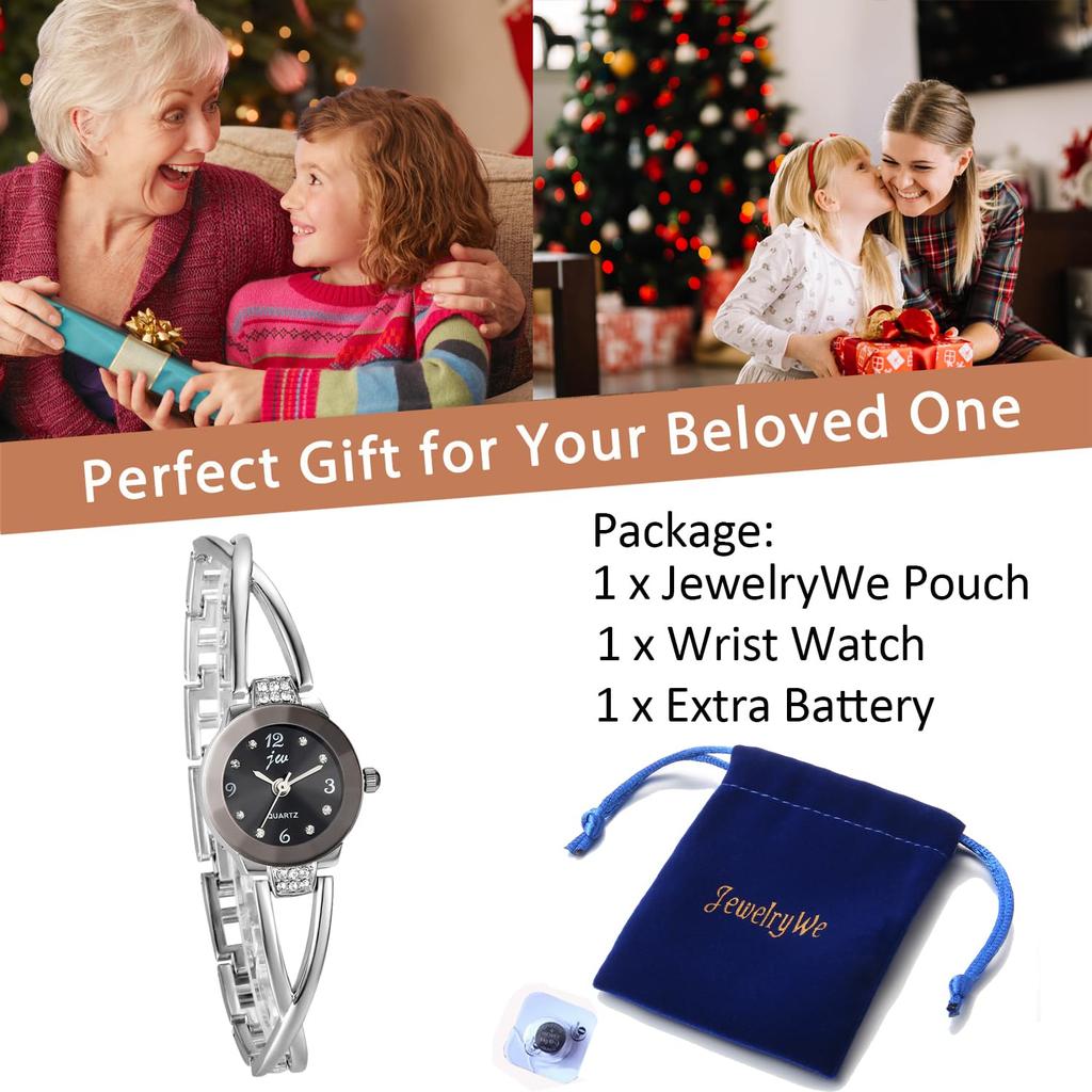 JewelryWe Блестящие милые часы Простые модные подарки на день рождения для женщин на День святого Валентина (Серебряный)