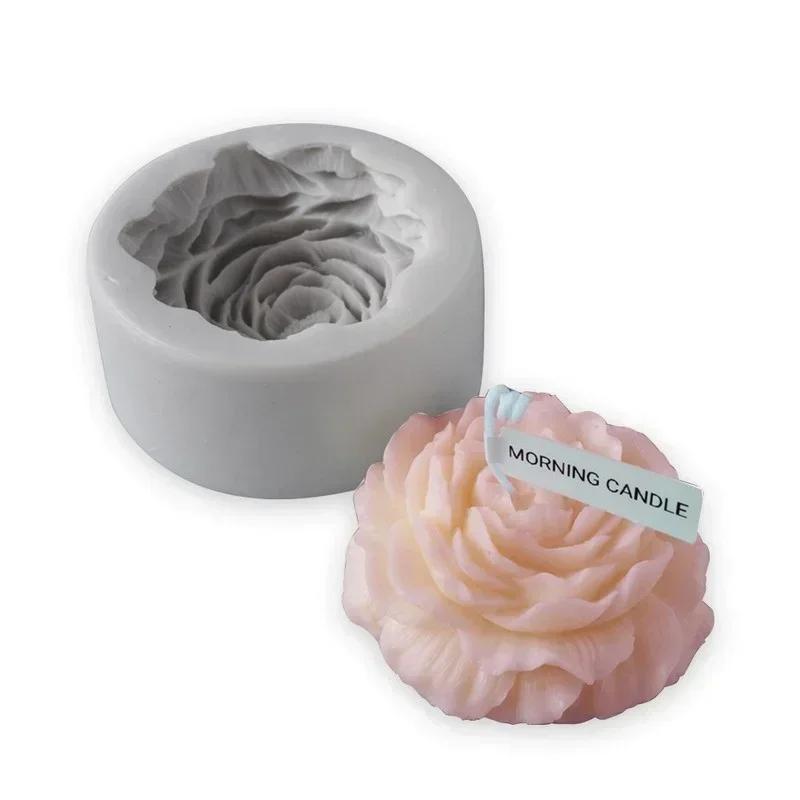 Creative Simple Large Peony Silicone Candle Mold Handmade Aromatherapy Gypsum Soap Resin Epoxy Ice Quick Baking Mould Supplies