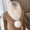 Solid Warm Soft Artificial Wool Bib Women Scarf Fur Collar Imitation Fur Scarf with Pompom