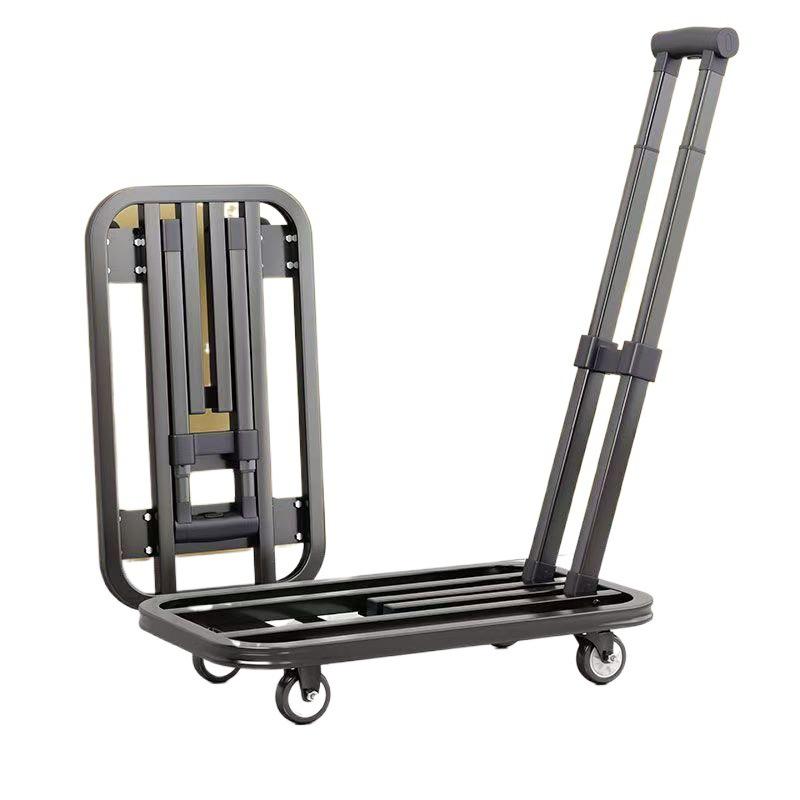 Four-Wheeled Silent Flatbed Hand Truck - Folding Trolley for Goods Transport