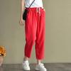 Women's Retro Cotton and Linen Casual Pants Summer Haren Pants Loose Solid Color Casual Cropped Pants