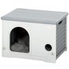 Cat House Stackable Pet Shelter with Removable Cushion for Indoor Outdoor Use Grey