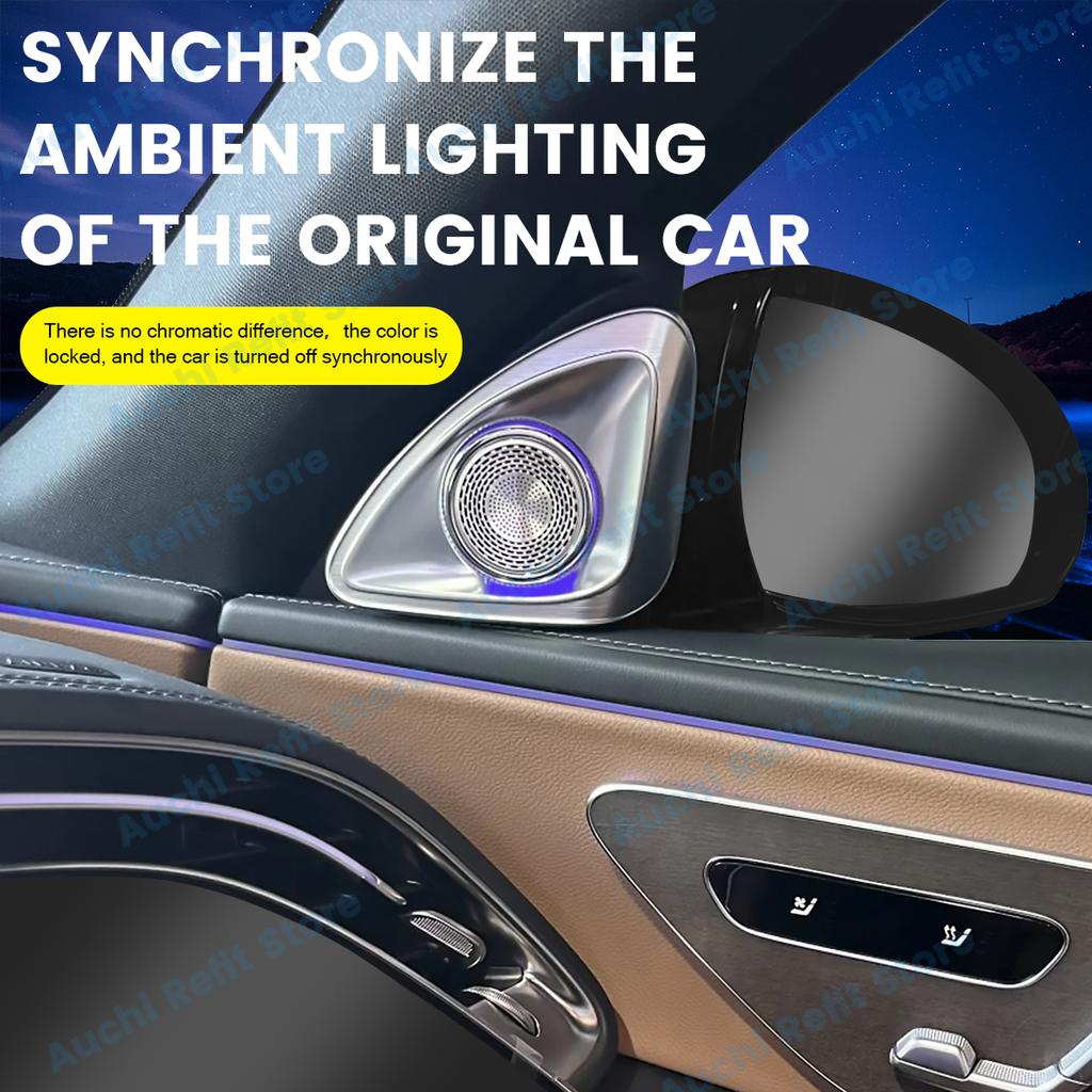 64 Colors 4D Rotating Tweeter Speaker For Mercedes Benz W214 New E Class Car RGB LED Ambient Light Treble Horn Refit Accessory