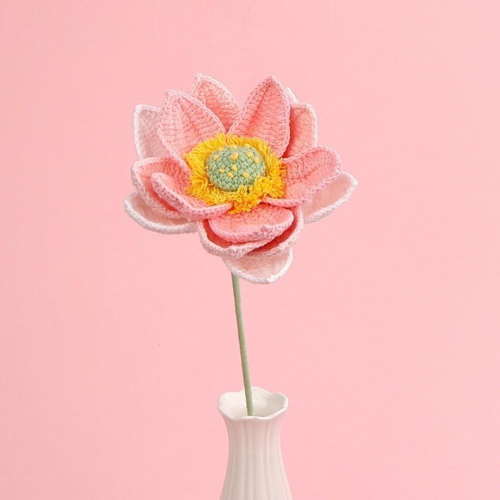 Handcrafted Crochet Lotus Flower Artistic Artificial Plant Decor Crochet Woven Flowers Home Decor