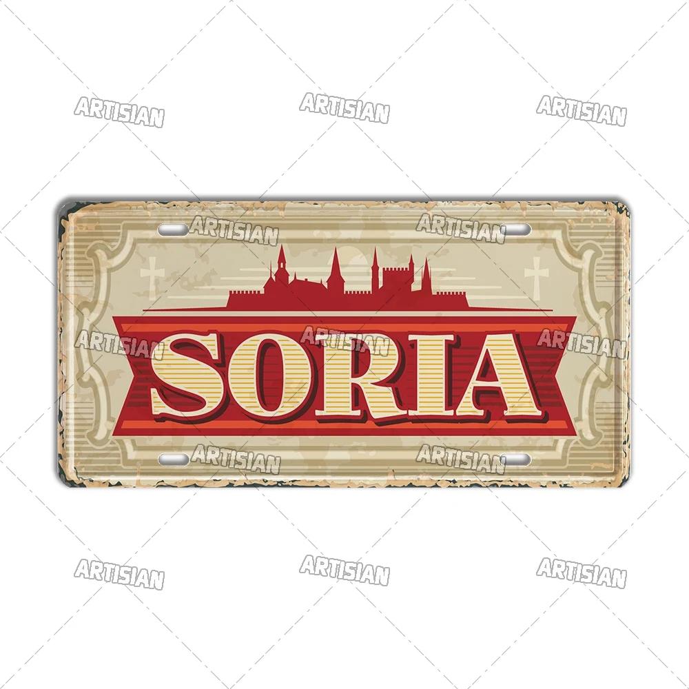 Artisan SPAIN License Plate Metal Sign City Landmark Wall Decor Decorative Vehicle Plate for Bar Pub Club Hotel Cafe Wall Art