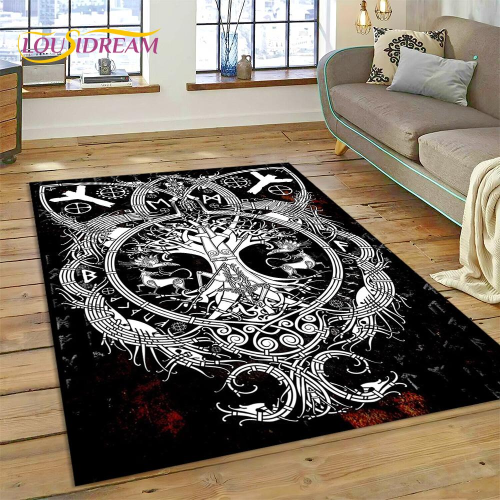 Викинг, скандинавская мифология, Один, Валгалла, символы, ковер для дома, гостиной, спальни, дивана, коврик для двери, декор, детский нескользящий напольный коврик