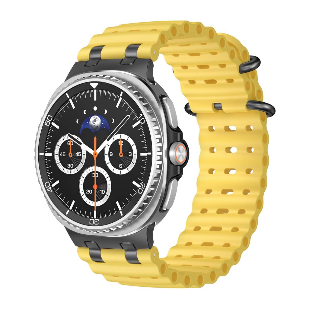 Ремешок Ocean для Samsung Galaxy Watch 8 40 мм 44 мм Спортивный силиконовый браслет для Galaxy Watch 8 Classic 46 мм Металлический коннектор