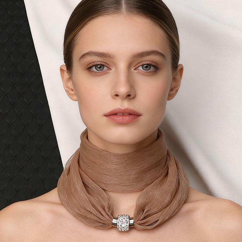 1 шт. Магнитная застежка Текстура Однотонный Универсальный шарф Модные тканевые аксессуары Тонкая версия Шифоновая пряжа