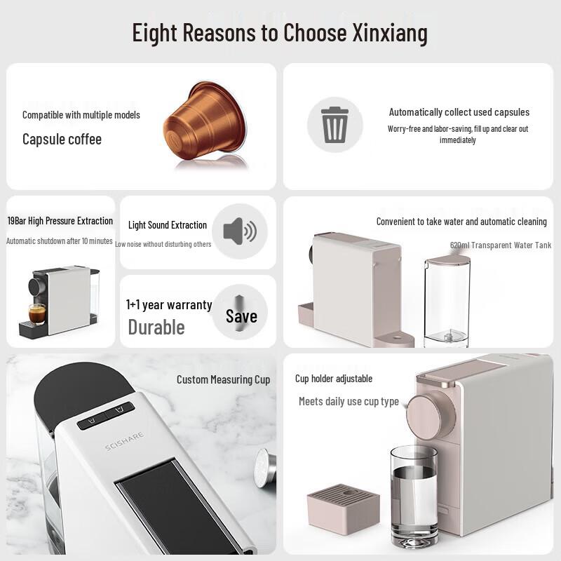 Капсульная кофемашина SCISHARE S1201, совместимая с Nespresso - Идеально подходит для дома и офиса.