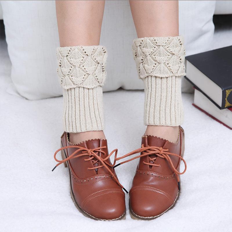 Вязаные короткие гетры с каймой, корейская версия, зимние женские чехлы для обуви, чехлы для ног, новые отворачивающиеся ажурные носки, гетры