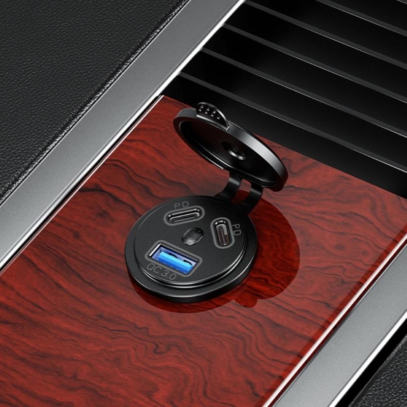 Водонепроницаемая розетка 3 USB и Type C 45 Вт, socket быстрой зарядки Type C для автомобилей 12 В/24 В, лодок, мотоциклов