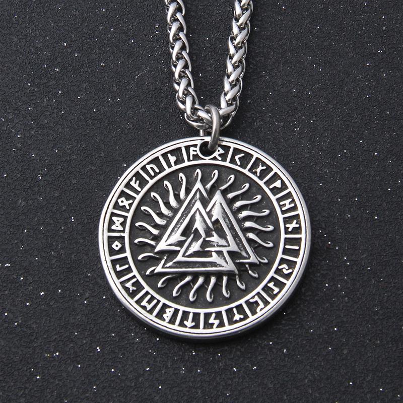 Норвежский скандинавский викинг ожерелье персонализированная руна мода треугольник мужской кулон ювелирные изделия из нержавеющей стали