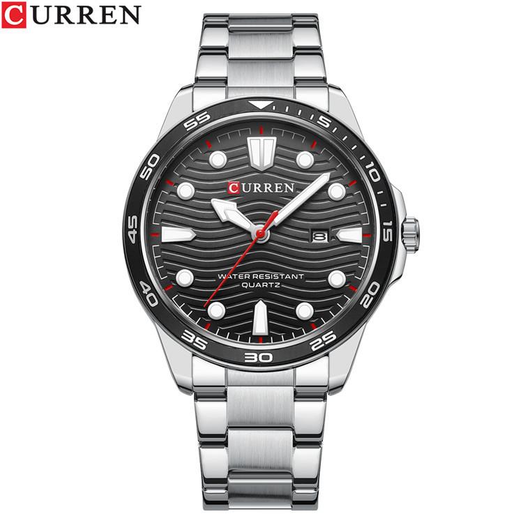 CURREN Men's Steel Band Fashion Business Watch Quartz Calendar Men's Watch Waterproof for Students