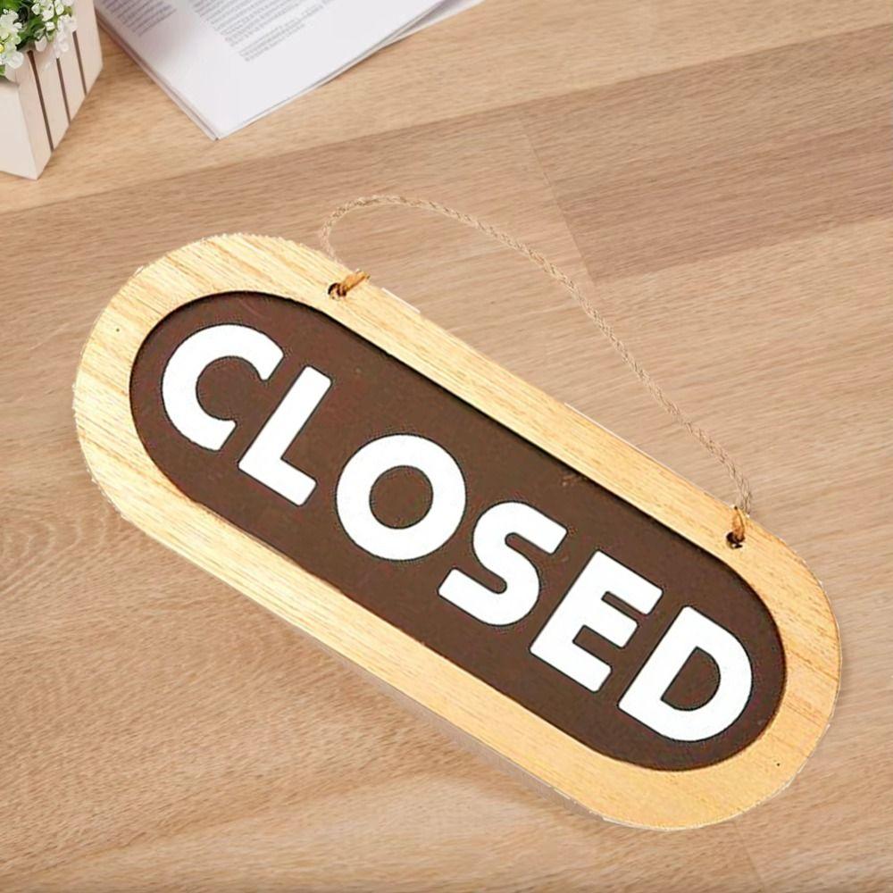 Rope Hanging Double Sided Door Sign Wooden Business Open Sign for Store Door Hanging Tag  Shop Use
