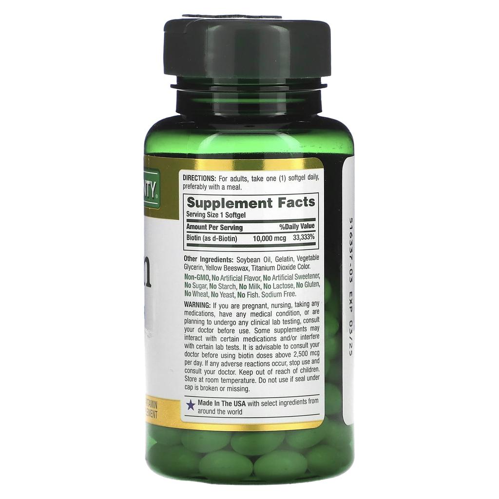 Nature's Bounty Biotin, 10,000 Mcg, 120 Rapid-Release Softgels